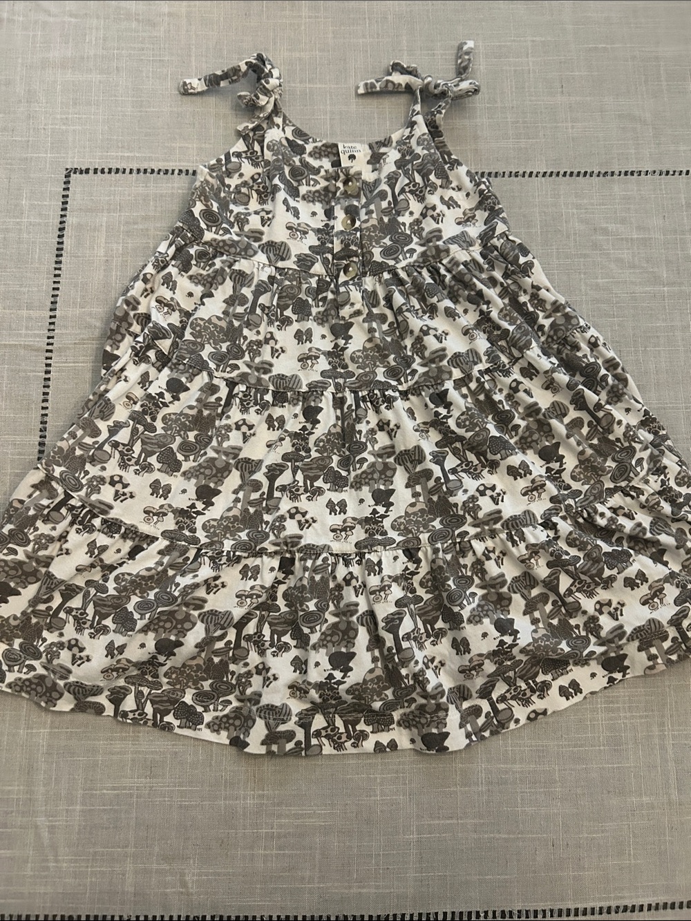 kate quinn Cream and grey mushroom Tiered Sundress